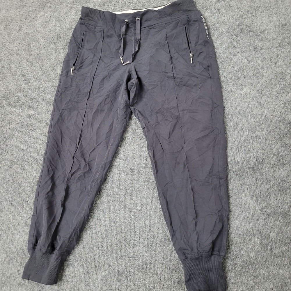 Calvin Klein Jeans Joggers Womens Size PM Black Stretch Zipper Pocket Athleisure